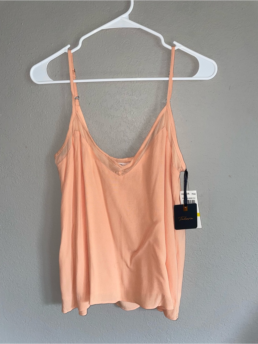 Takara Peach Silk Spaghetti-Strap Cami Top